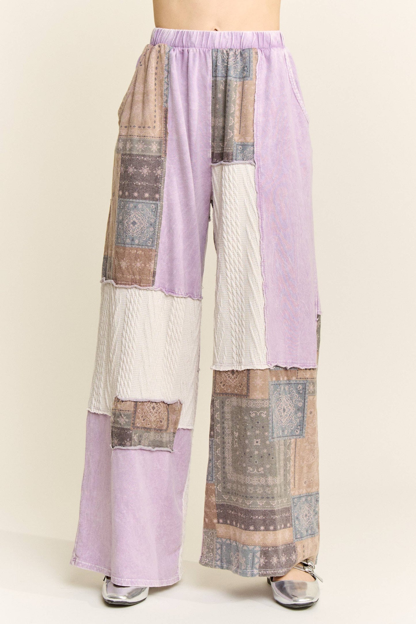 Mineral Washed Bandana Patchwork  Sweater pants