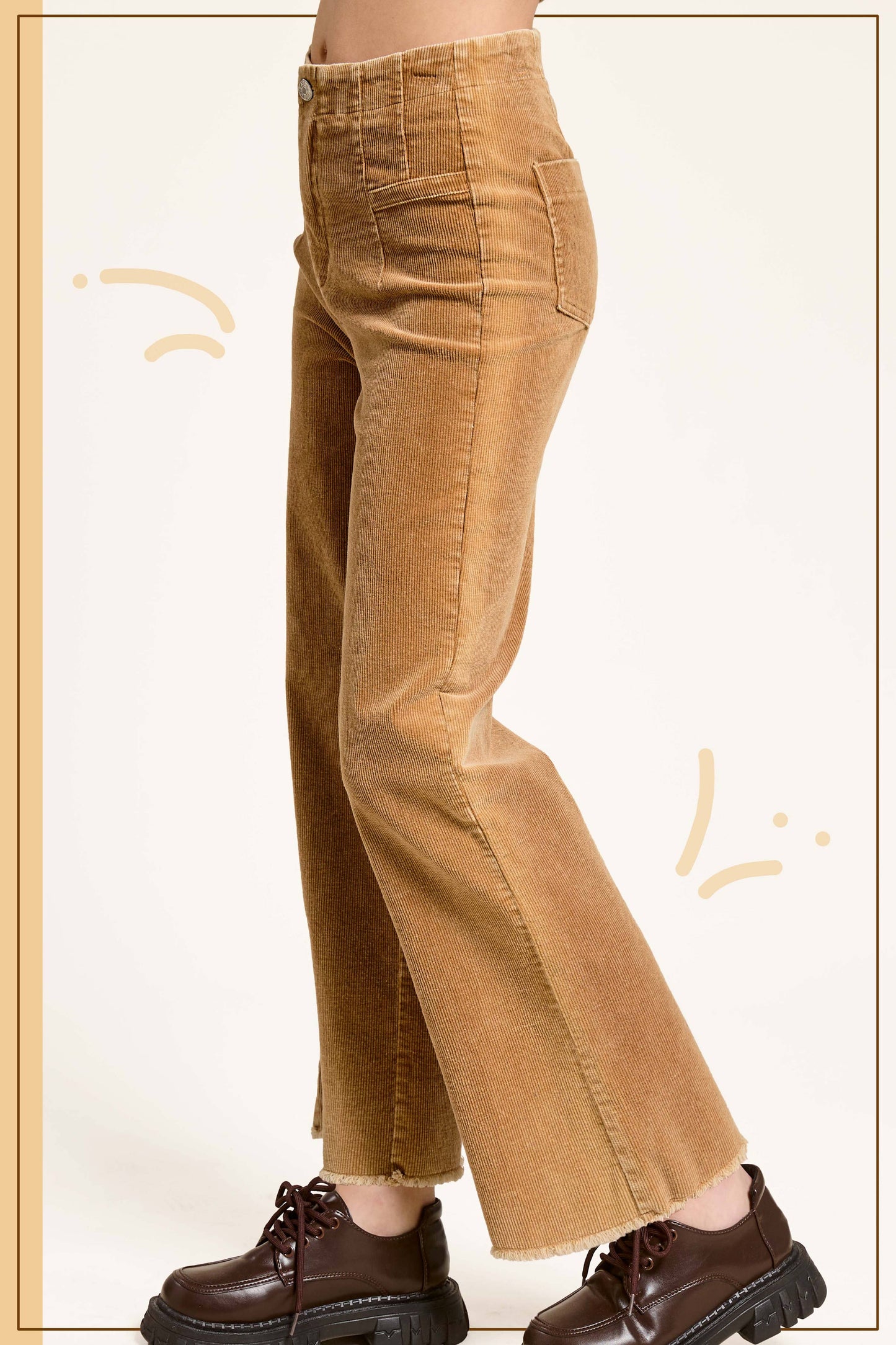 Mineral Washed High Waisted Wide Leg Corduroy Pants
