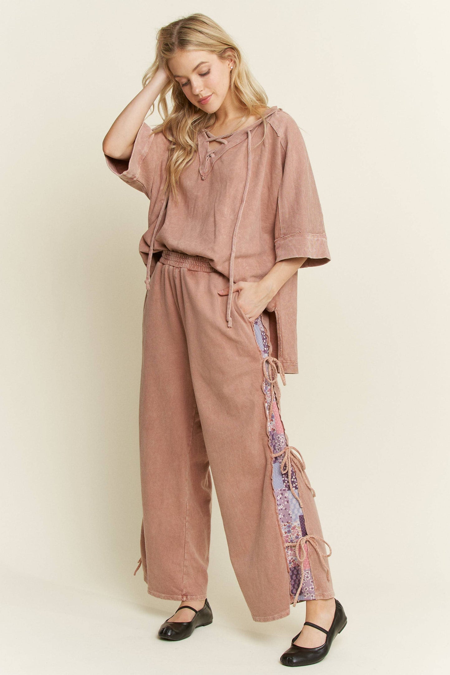 Mineral Washed Boho Patch Pants