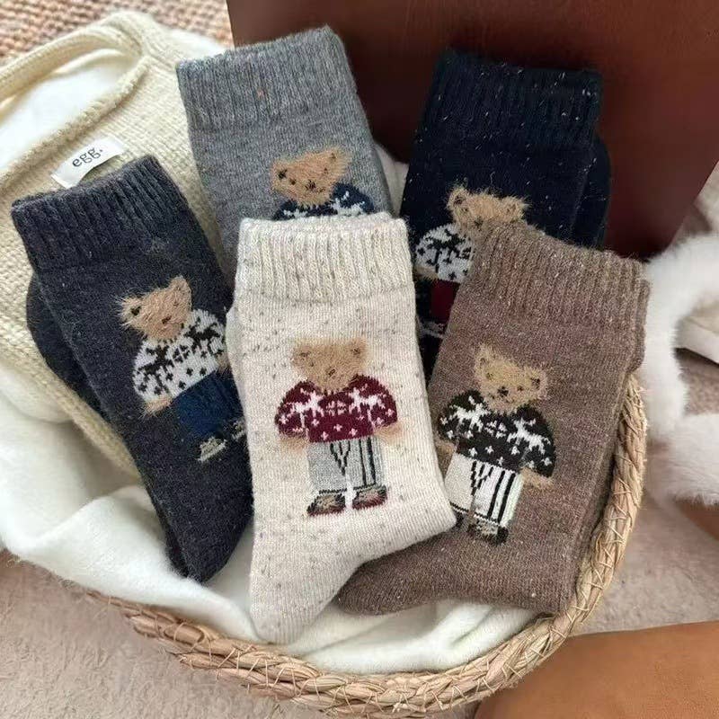 Cute Cartoon Bear Fleece Socks