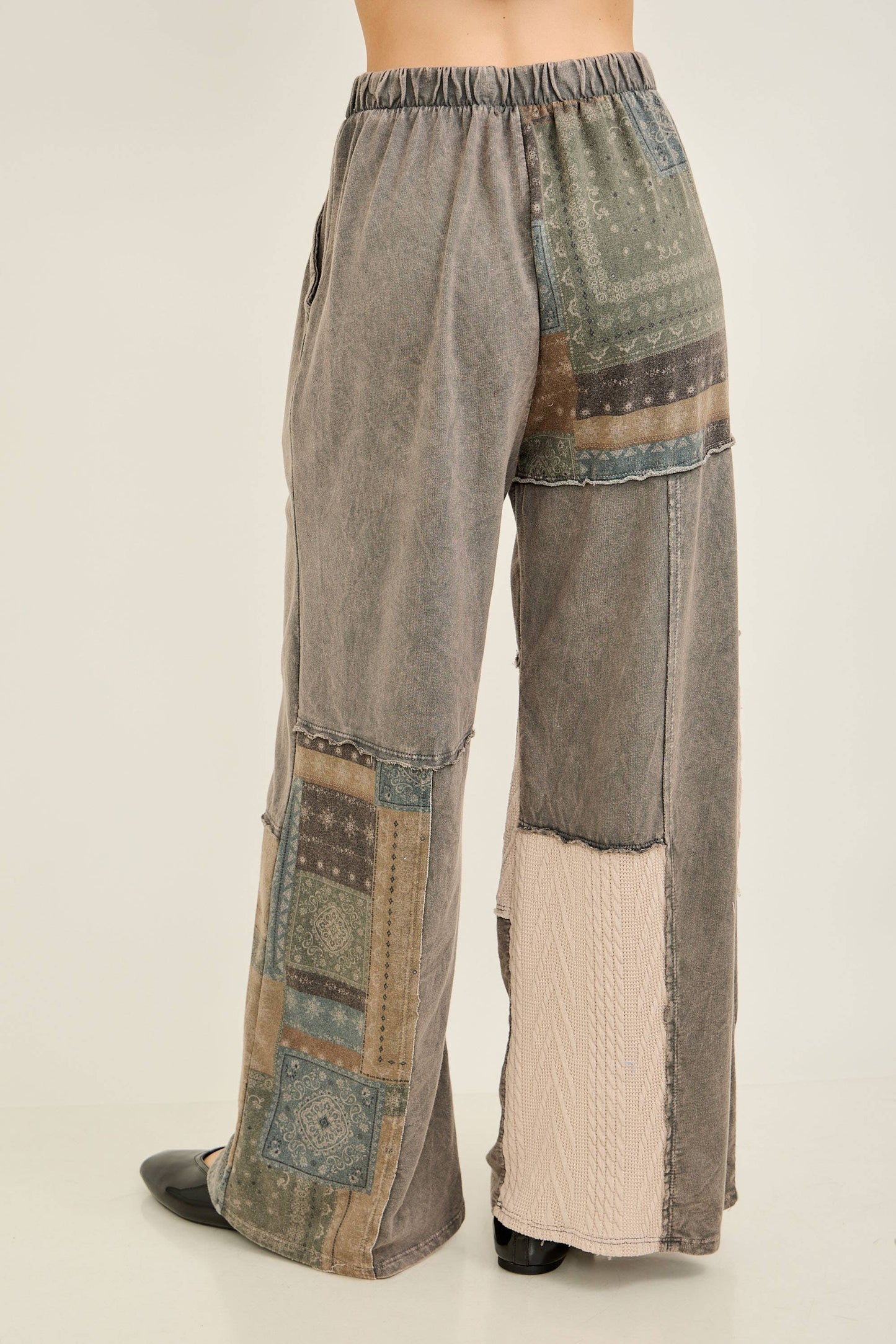Mineral Washed Bandana Patchwork  Sweater pants