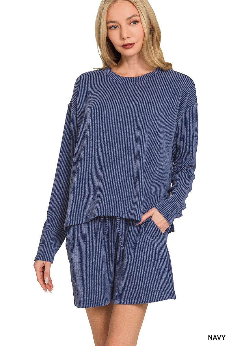 Raised Rib Long Sleeve Set