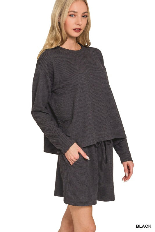 Raised Rib Long Sleeve Set