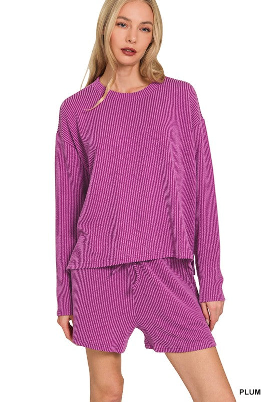 Raised Rib Long Sleeve Set