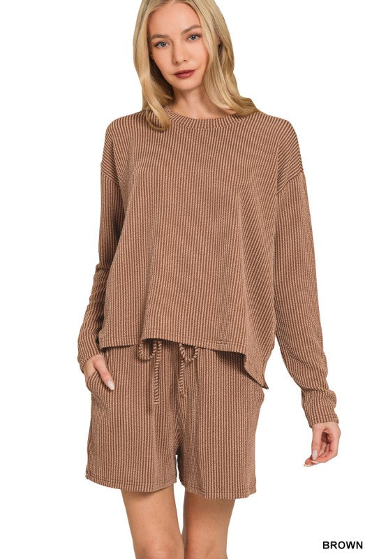 Raised Rib Long Sleeve Set