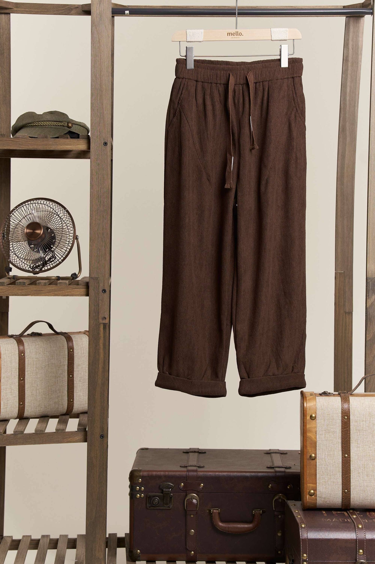 Daddy Fit Corduroy Baggy Pants with Elastic Waist