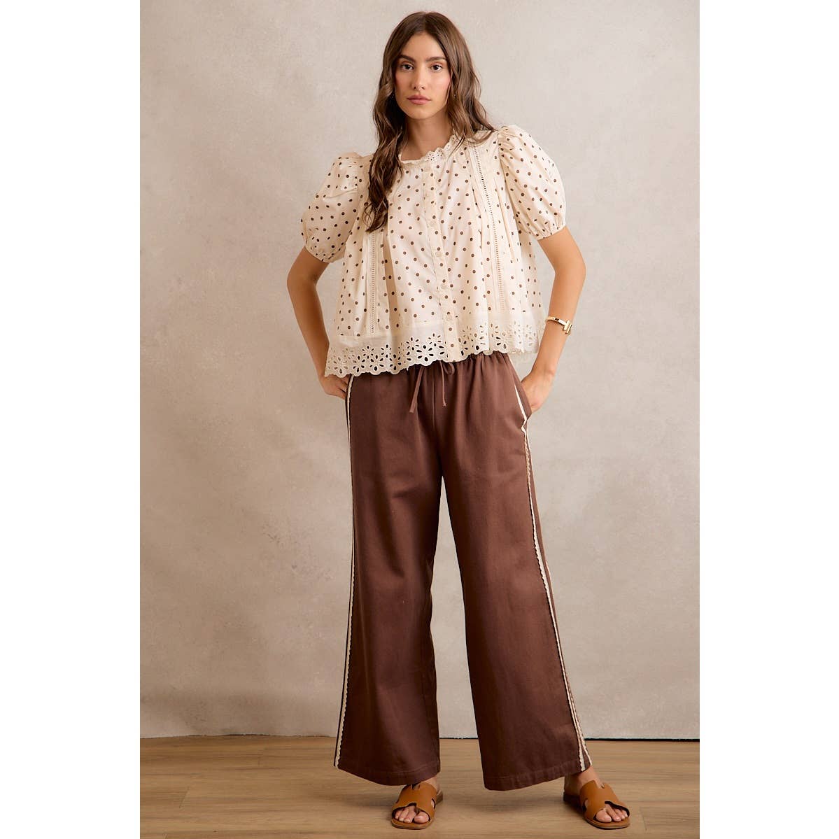 POLKA DOT COTTON LACE BLOUSE