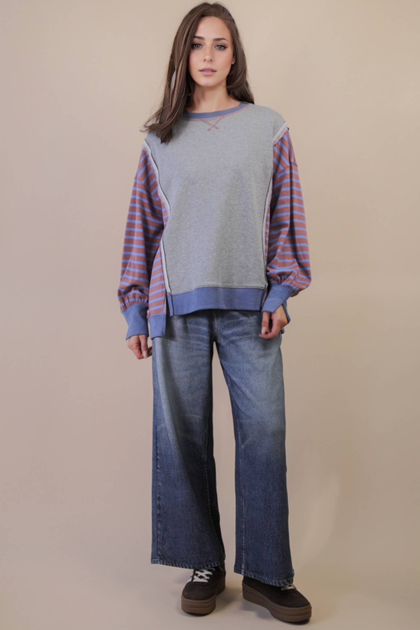 Oversized Striped Casual Knit Top