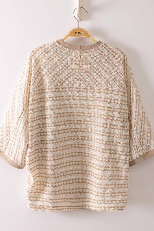 Curvy Textured Stripe Knit Top 