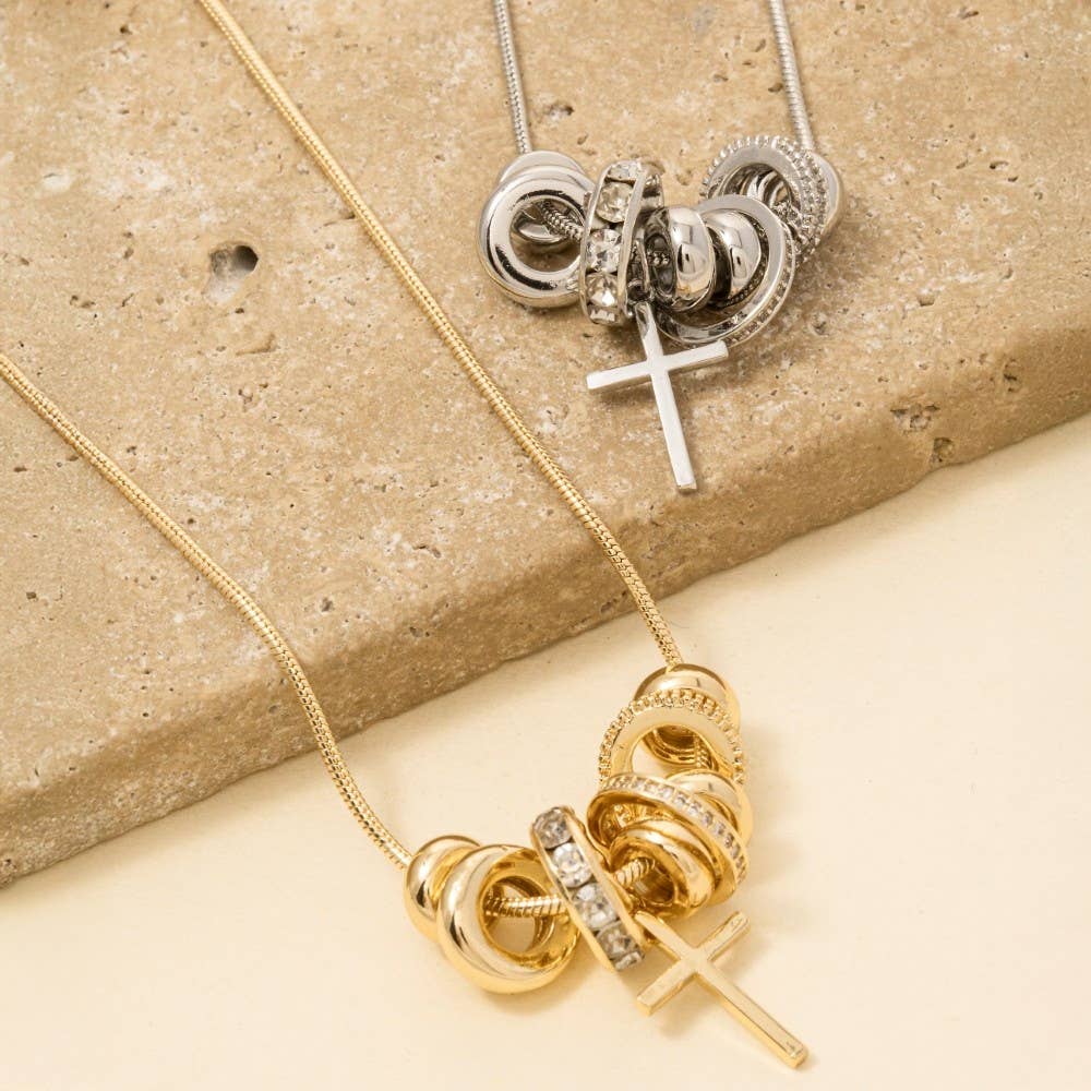 Gold Charms And Cross Necklace