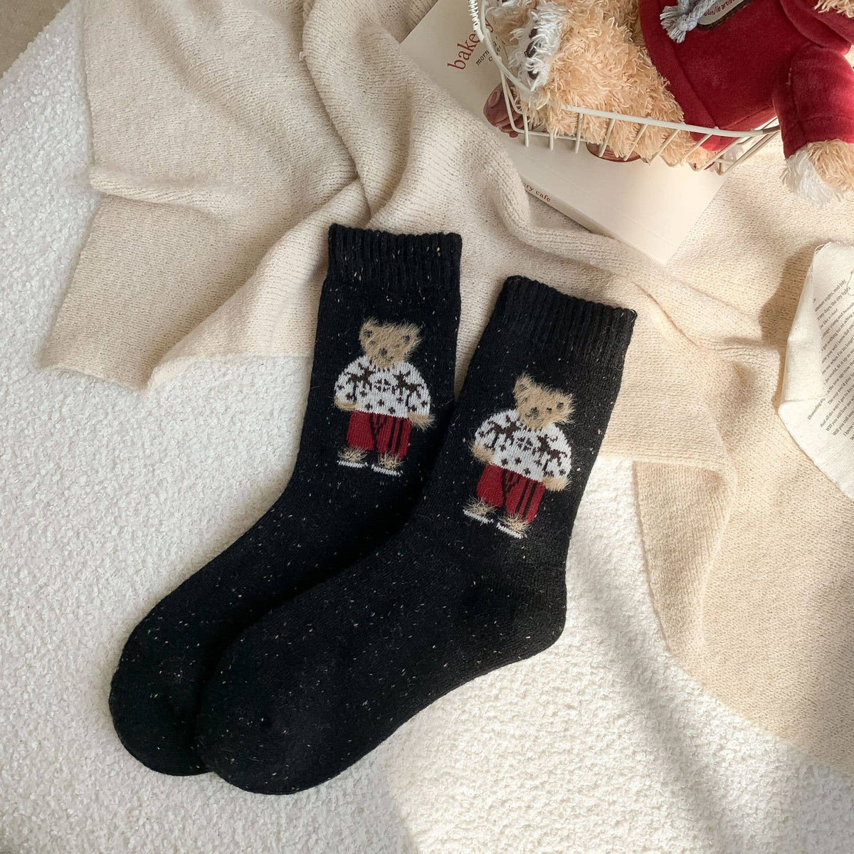Cute Cartoon Bear Fleece Socks
