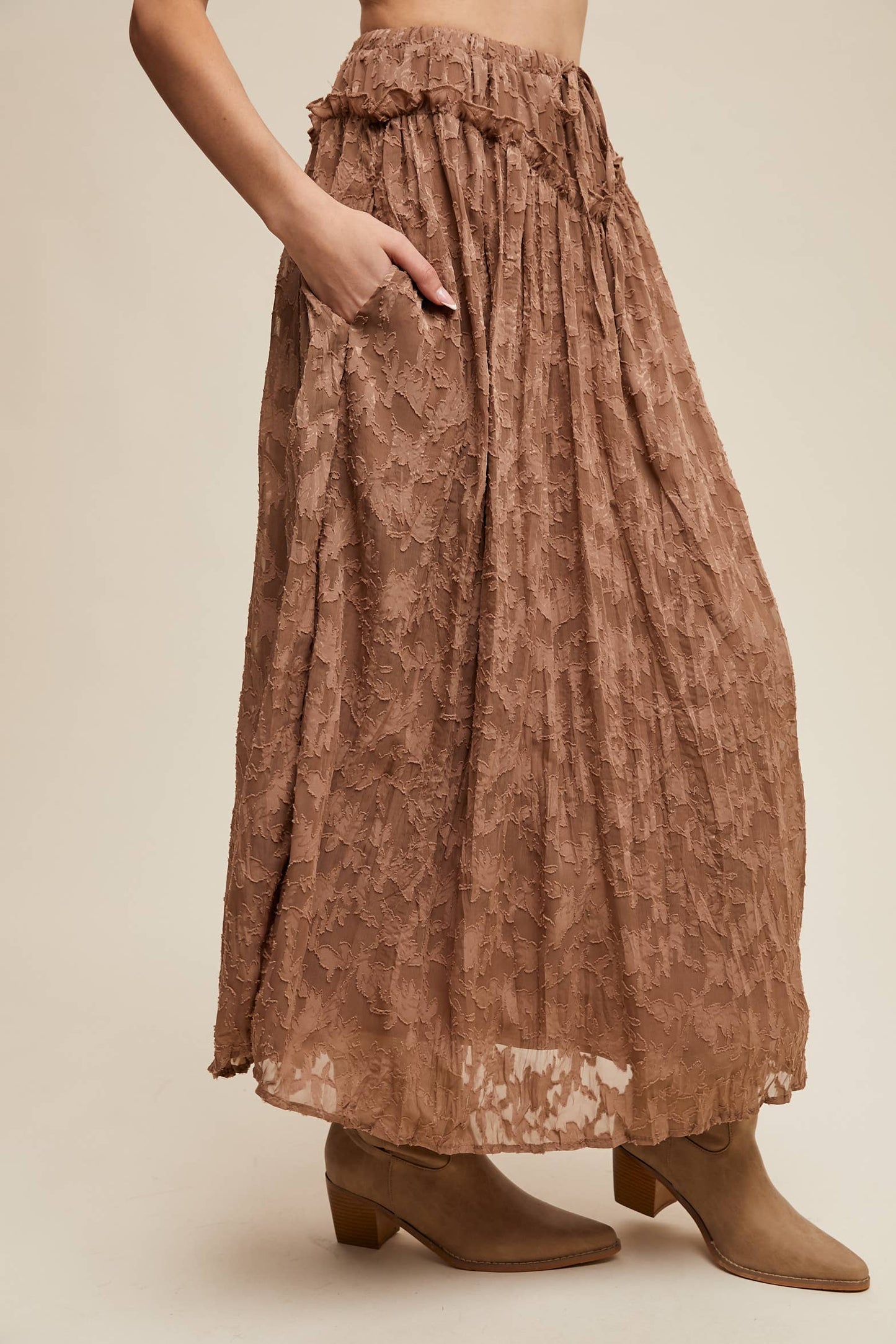 Floral Textured Maxi Skirt