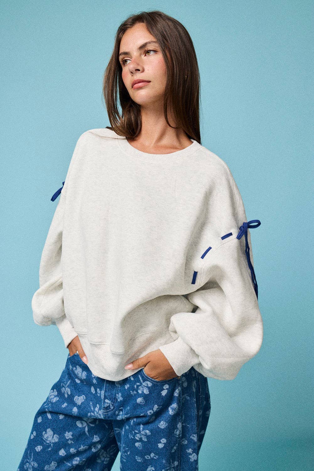 Oversized Tie-Detail Sweatshirt