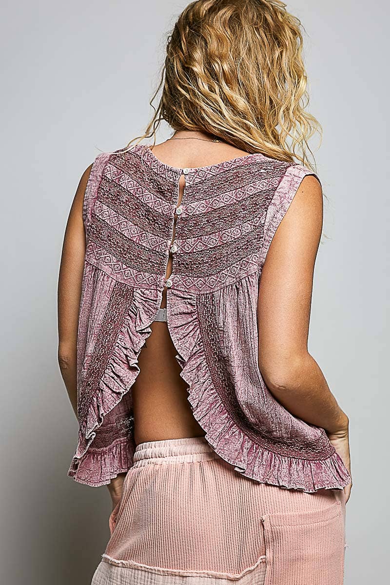 V-Neck Sleeveless Ruffle Top