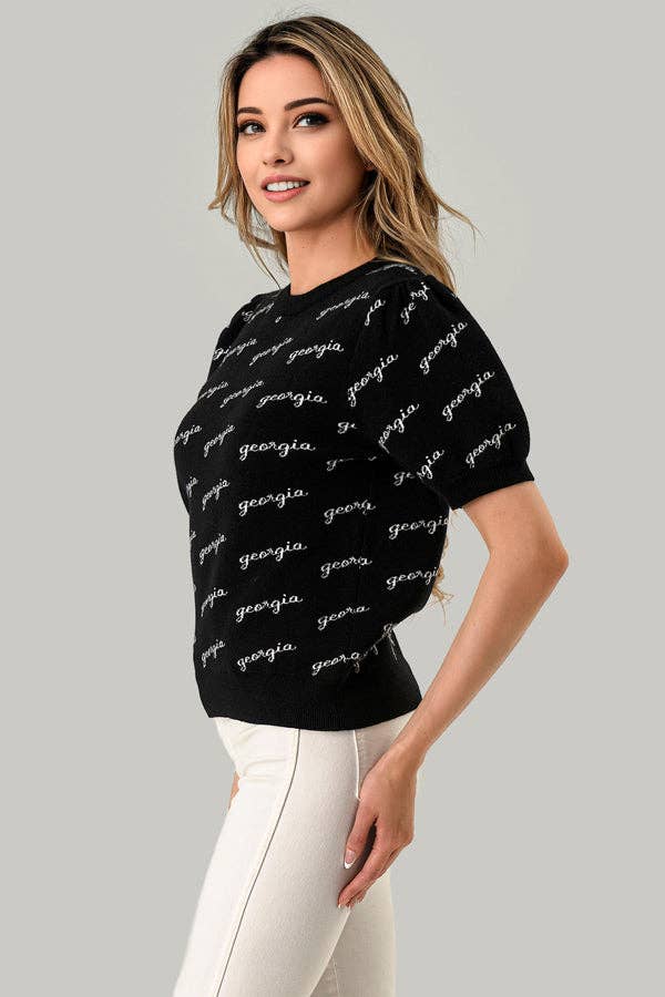 Puff Sleeve Game Day Sweater Georgia