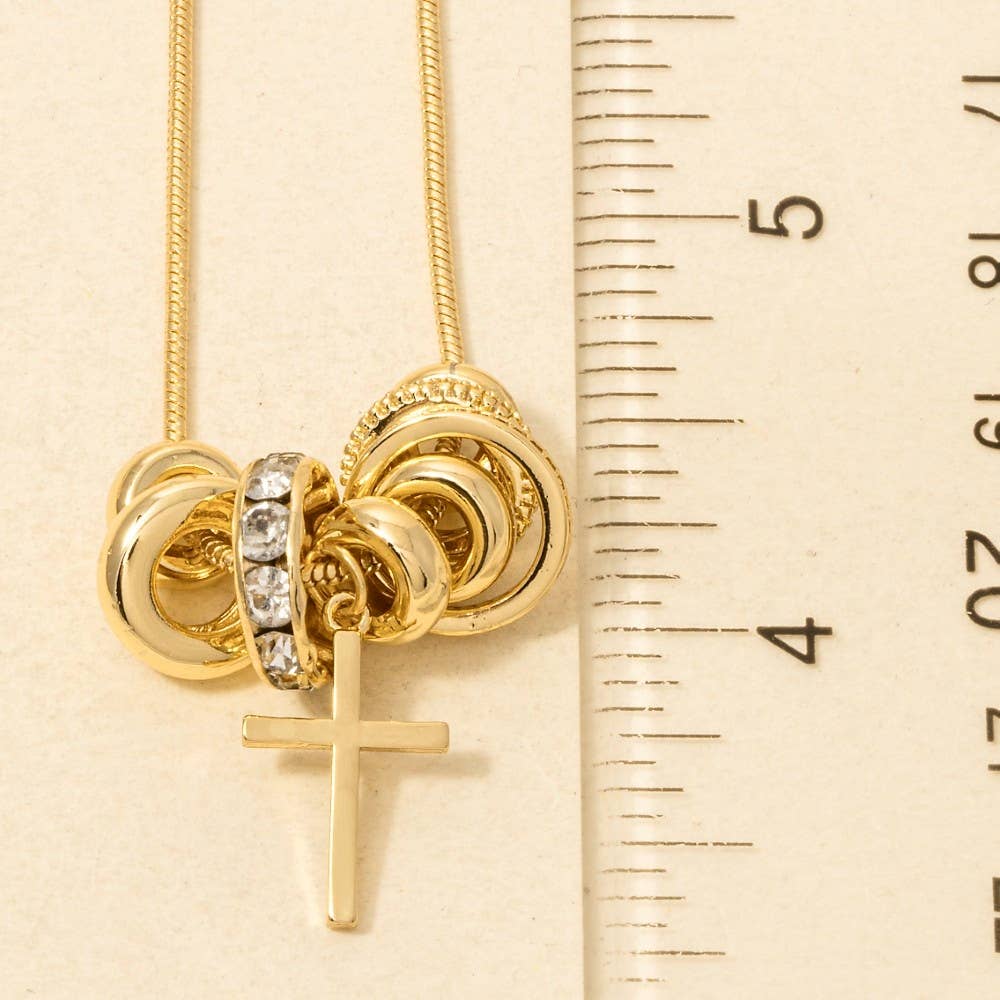 Gold Charms And Cross Necklace