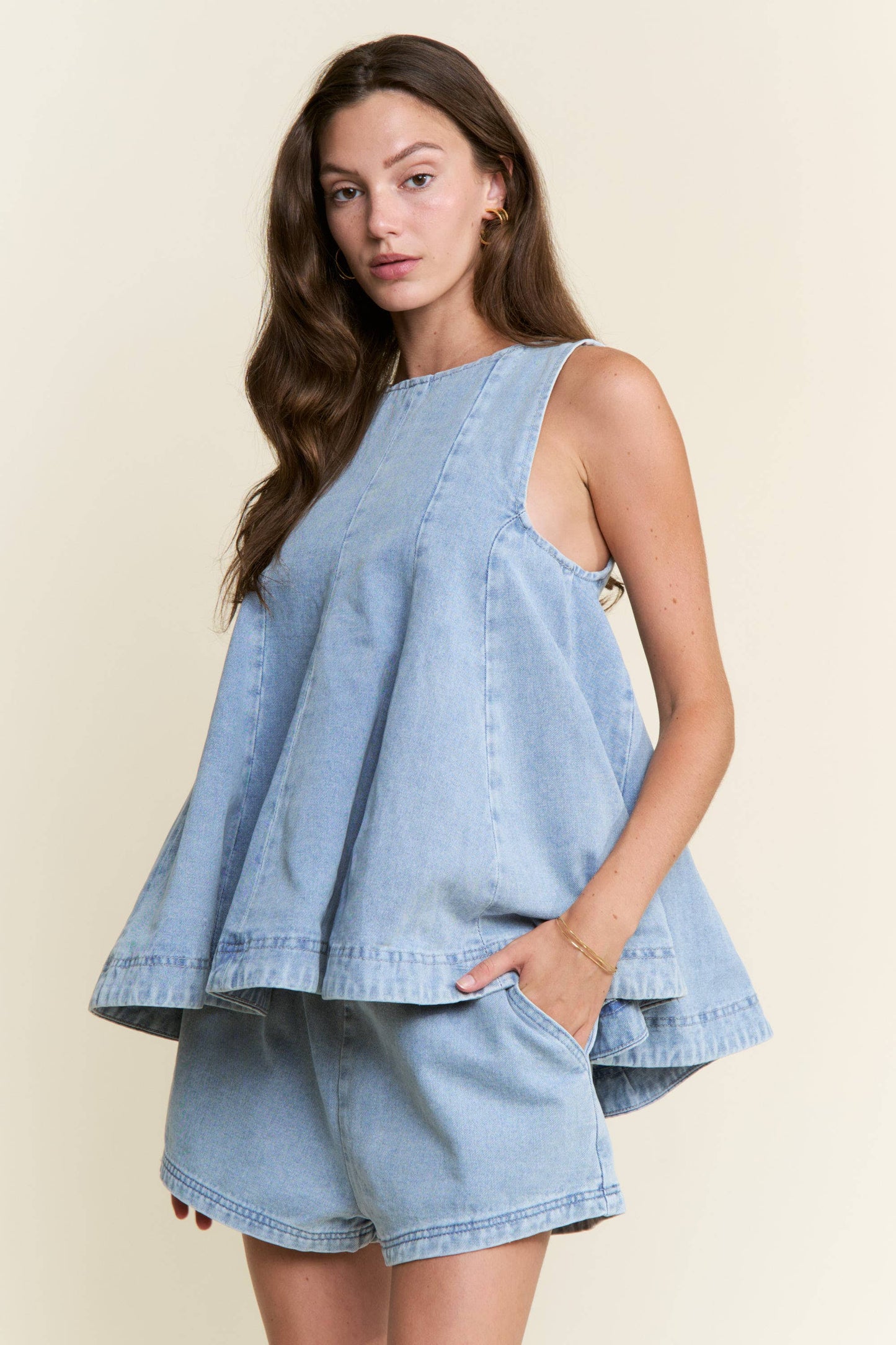 DENIM TOP & SHORTS SET