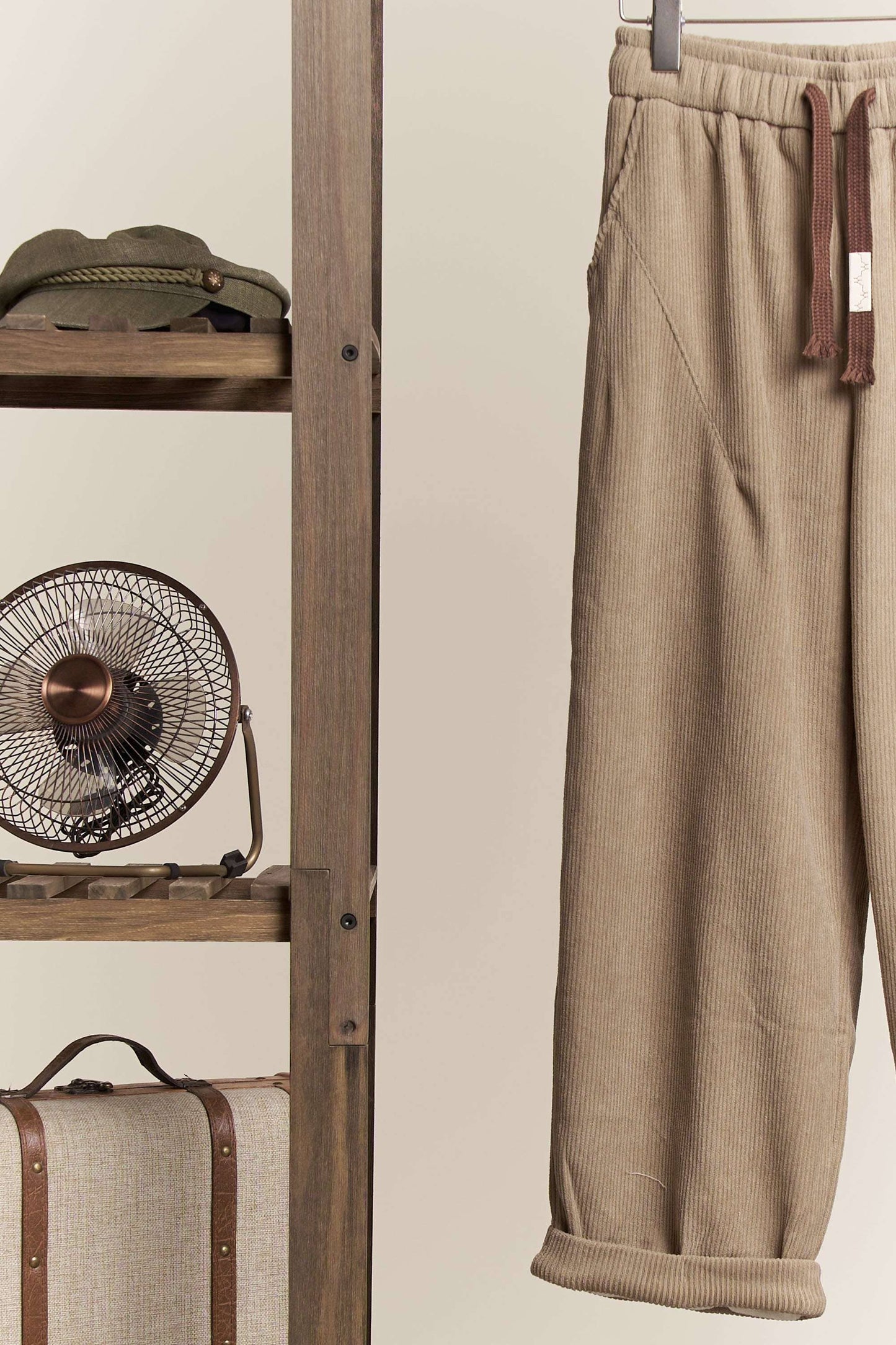 Daddy Fit Corduroy Baggy Pants with Elastic Waist