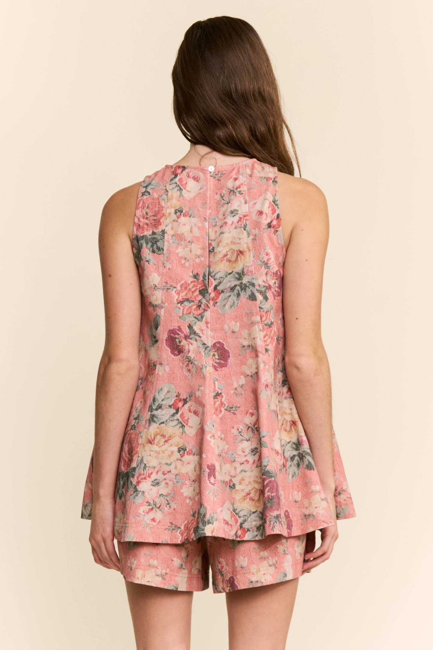 FLORAL DENIM TOP & SHORTS SET