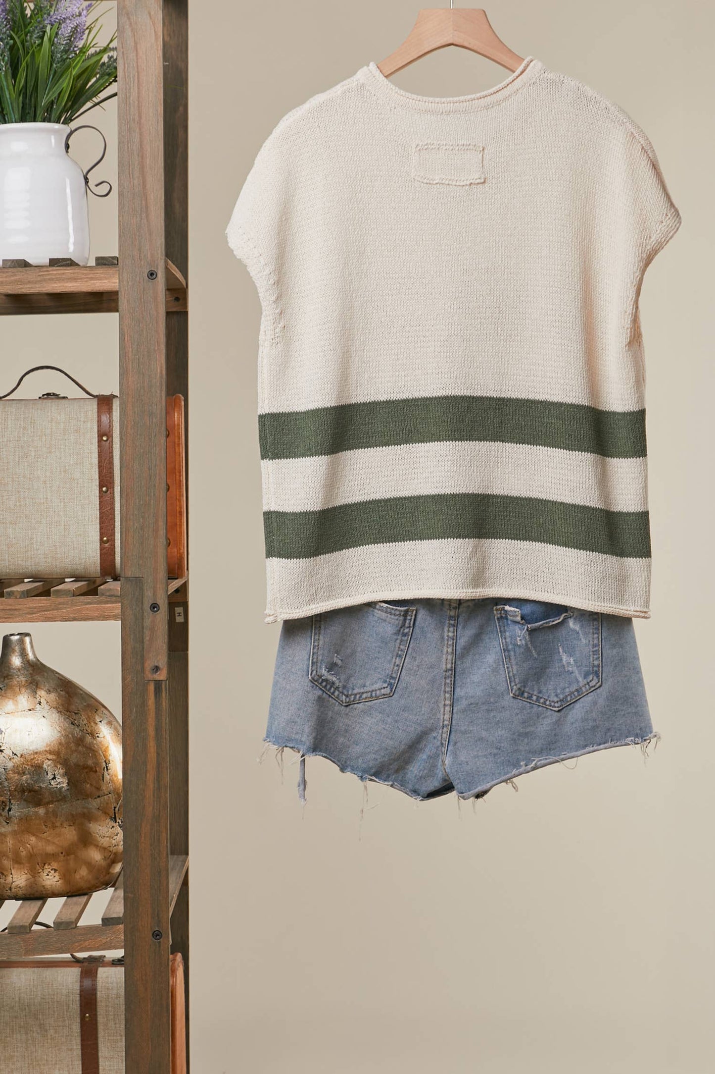Granny Square Striped Sweater