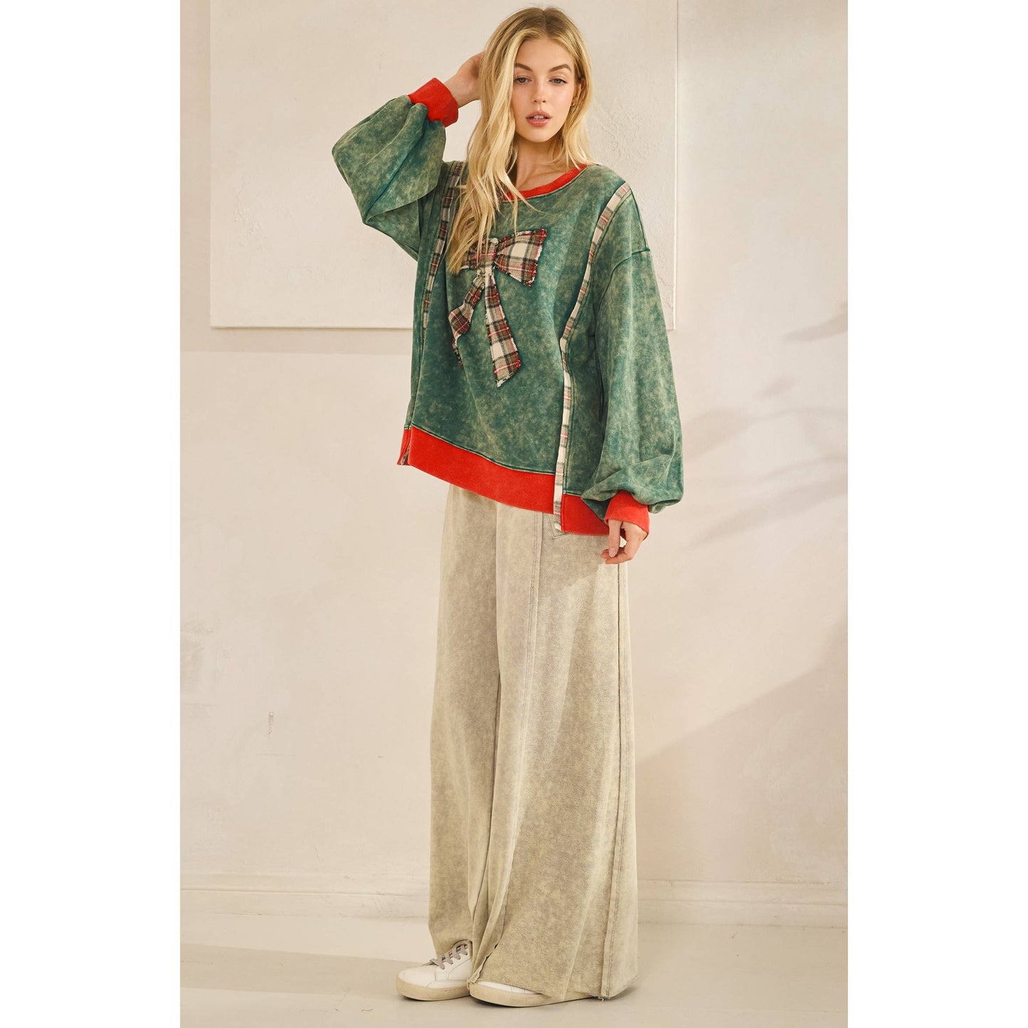 THE MERRY MINERAL-WASH BOW PULLOVER (ST8113)