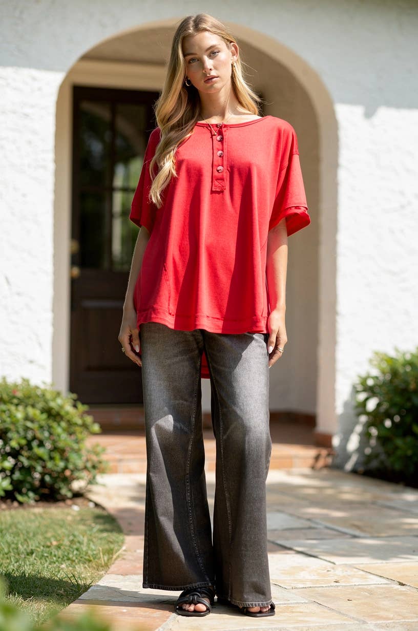 Textured Terry Knit Top