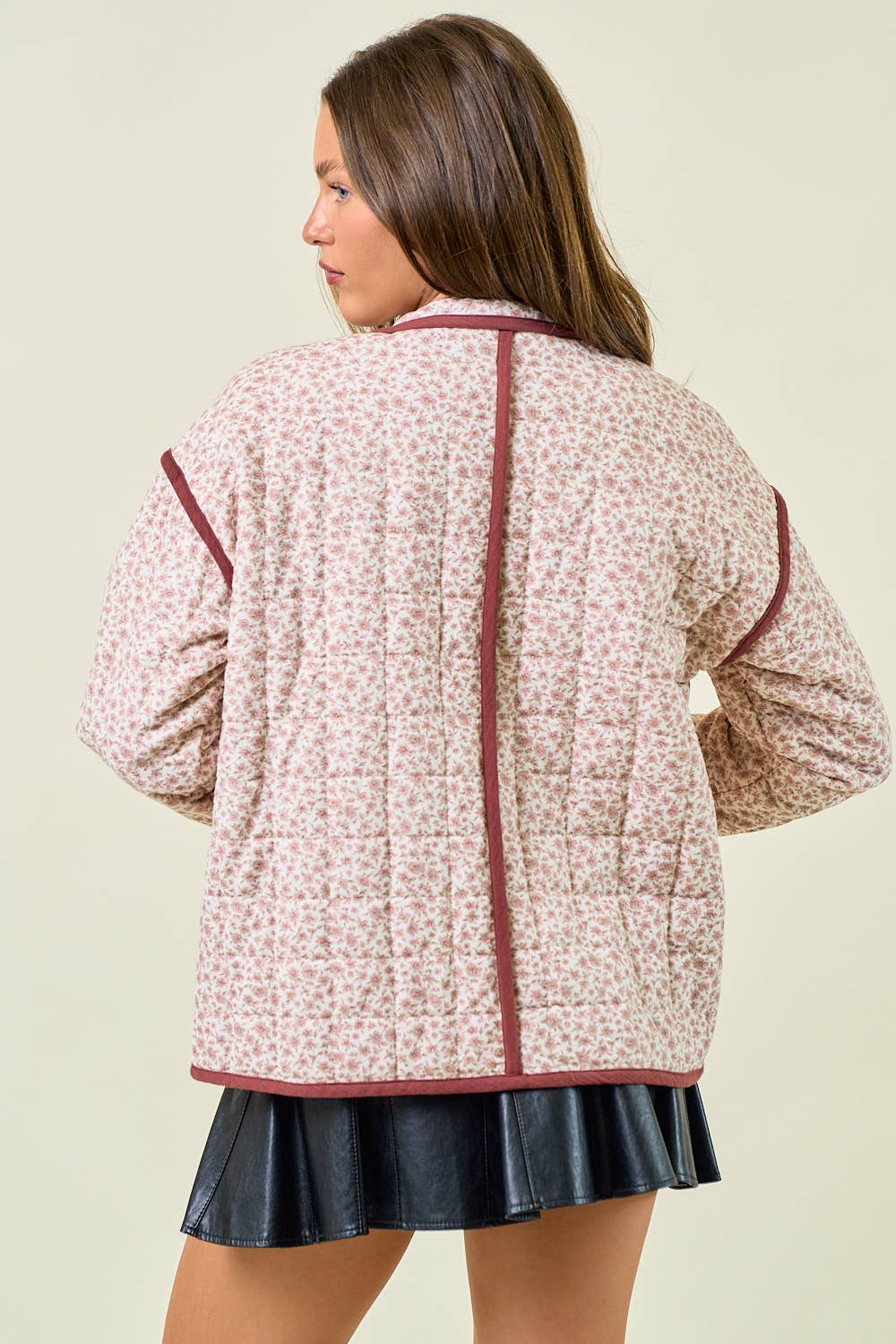 COTTON FLORAL LONG SLEEVE PADDED COAT