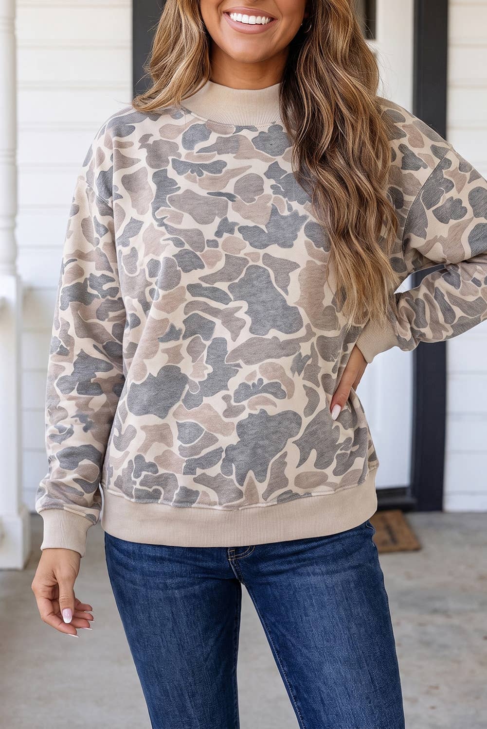 Western Camo Mock Neck Sweatshirt