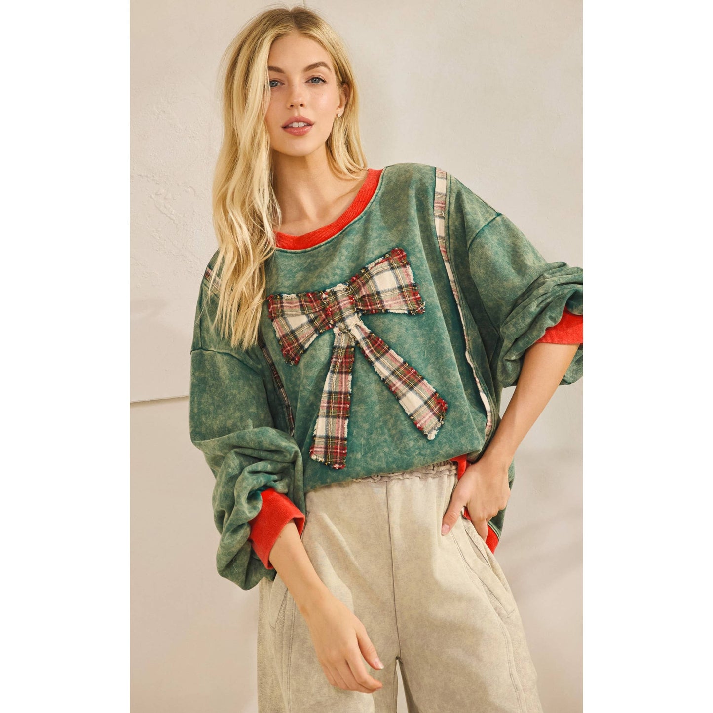 THE MERRY MINERAL-WASH BOW PULLOVER (ST8113)