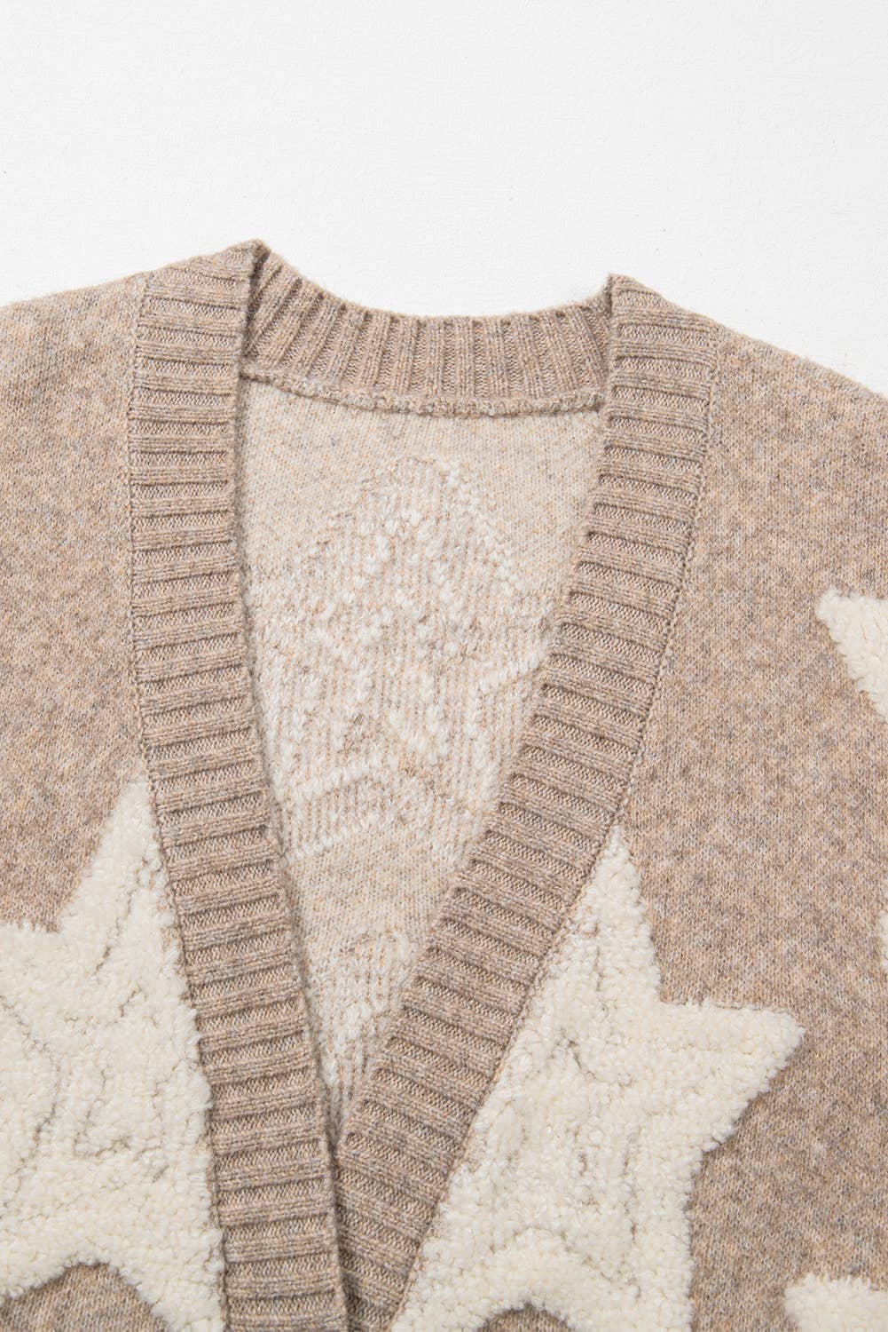 Star Pattern * Pockets Long Sleeve Knit Cardigan