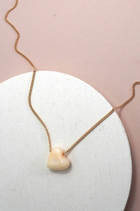 NATURAL STONE HEART CHARM NECKLACE