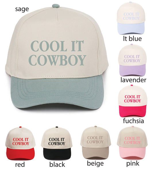 Western COOL IT COWBOY Embroidery Two Tone 5 Panel Cap