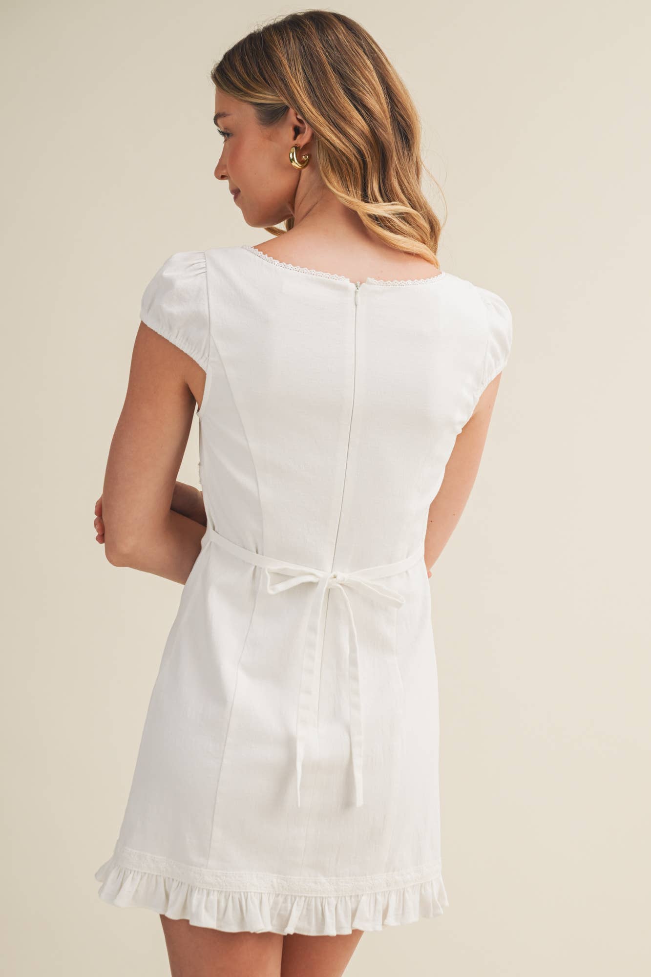 Architectural Lace-Trimmed Empire Dress