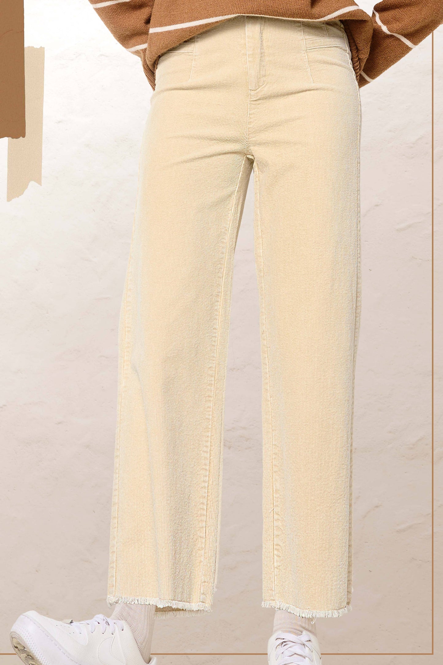 Mineral Washed High Waisted Wide Leg Corduroy Pants