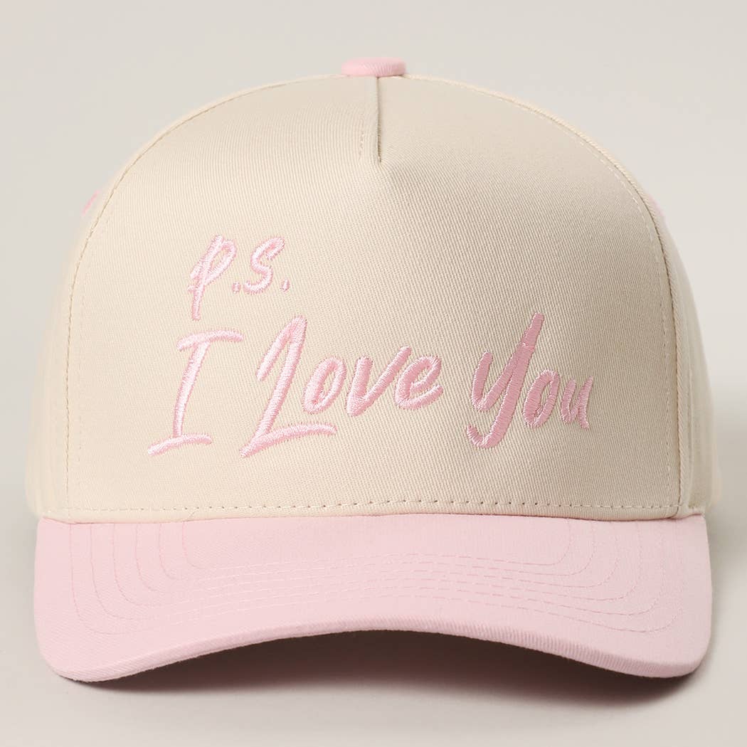 P.S. I Love You Valentine Embroidery Two-Tone Trucker Hat