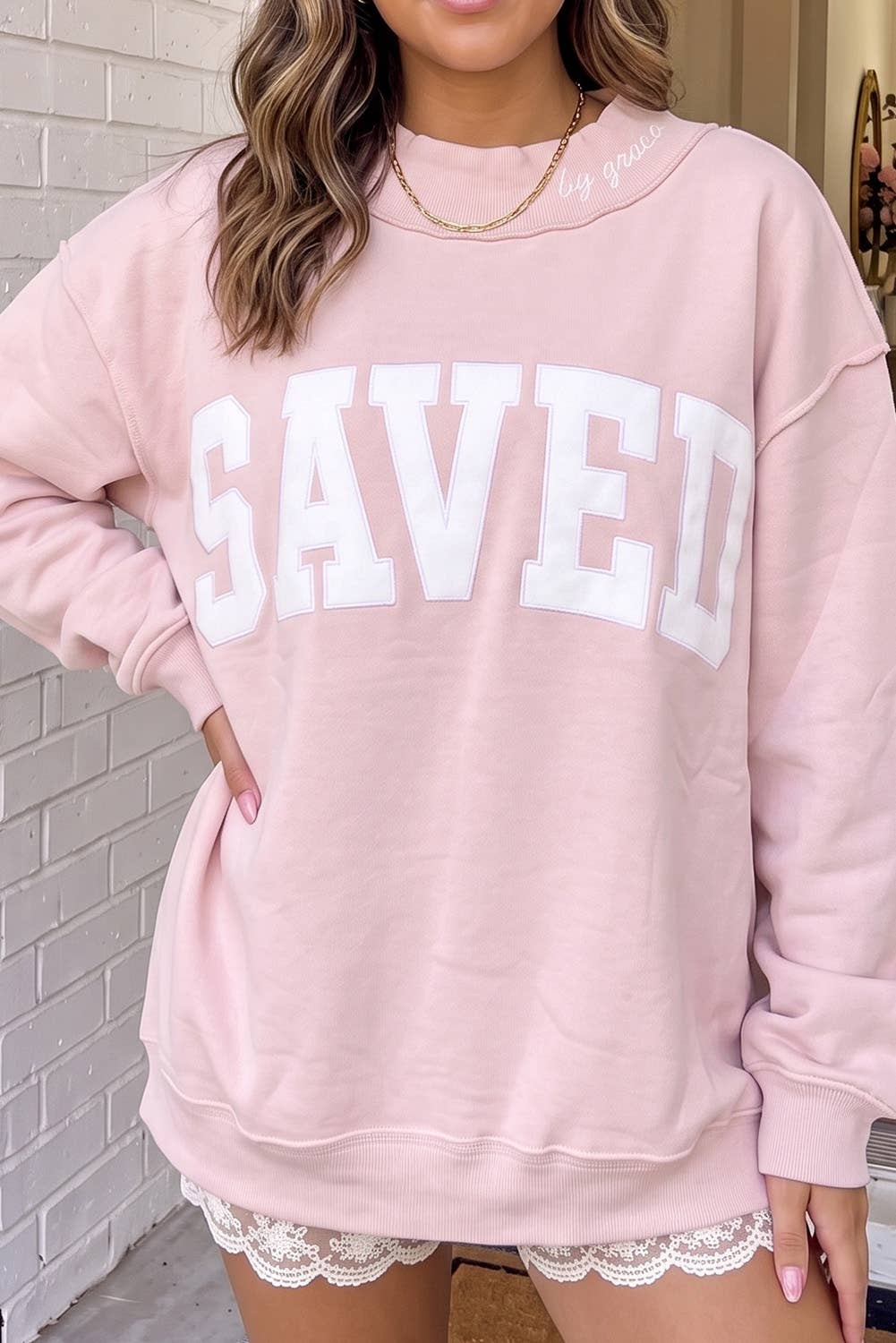 Saved By Grace Mock Neck Sweatshirt