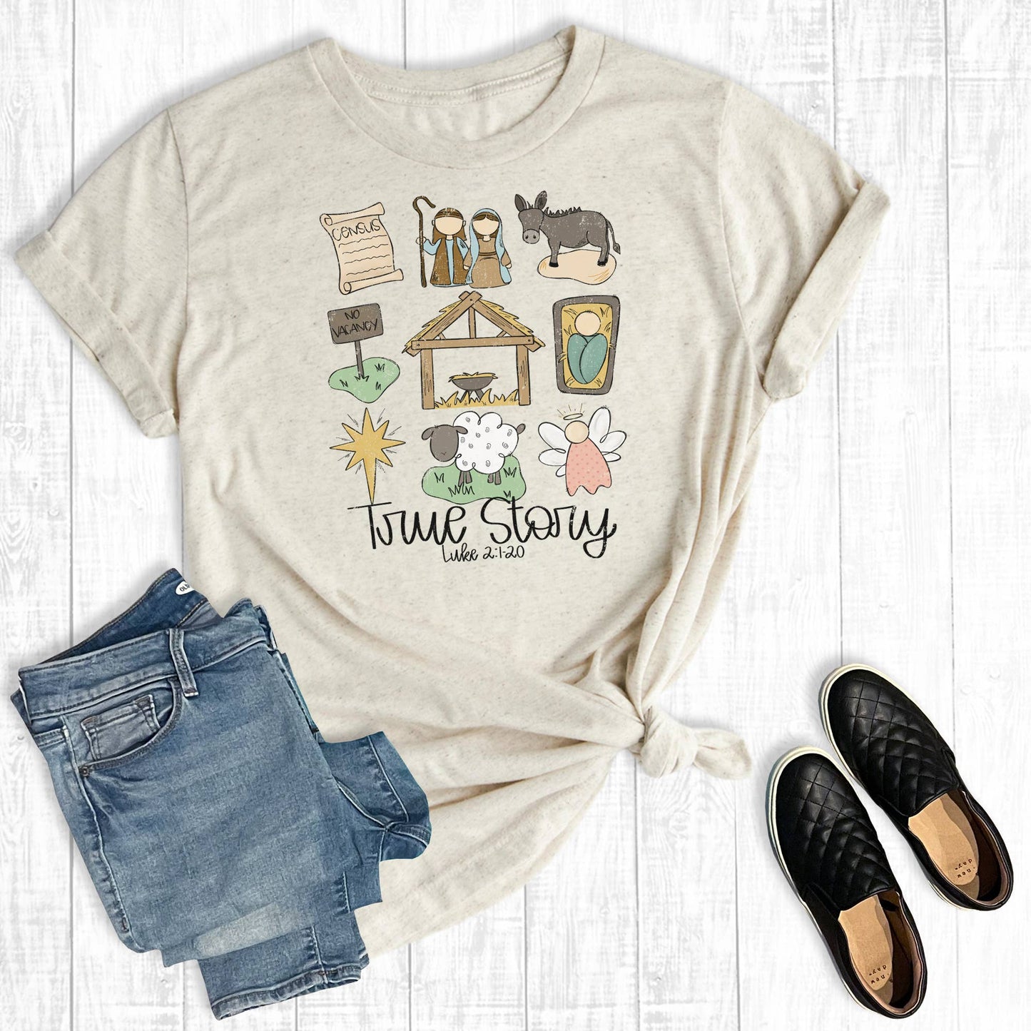 Retro Christmas Faith Nativity Graphic Tee