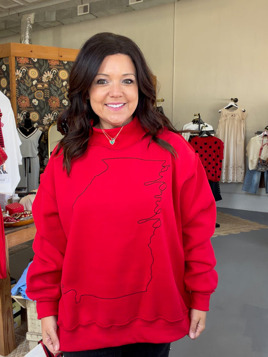 Georgia Map Outline Embroidered Sweatshirt