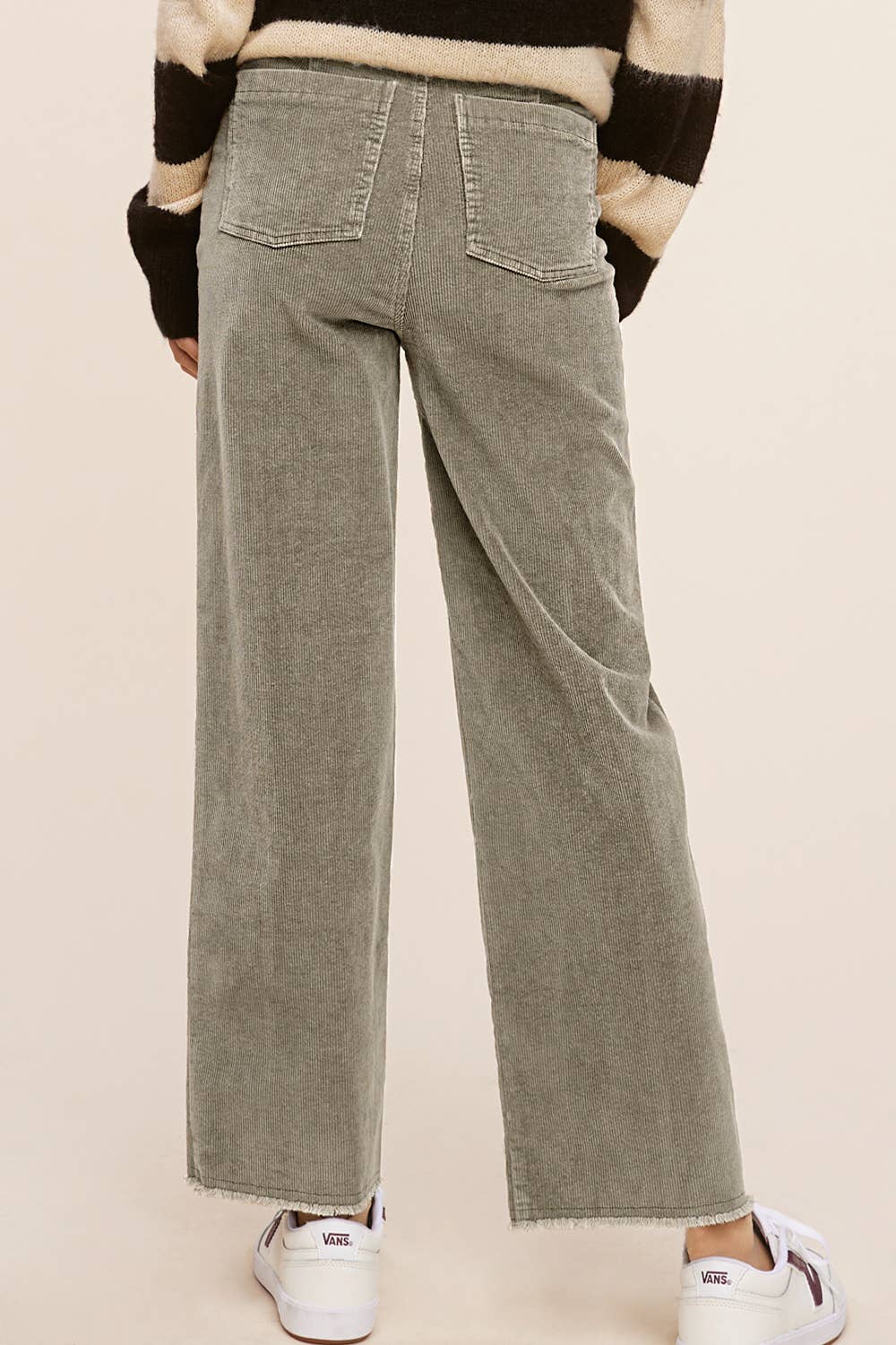 Mineral Washed High Waisted Wide Leg Corduroy Pants