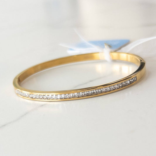 Mina Gold Hinged Bangle