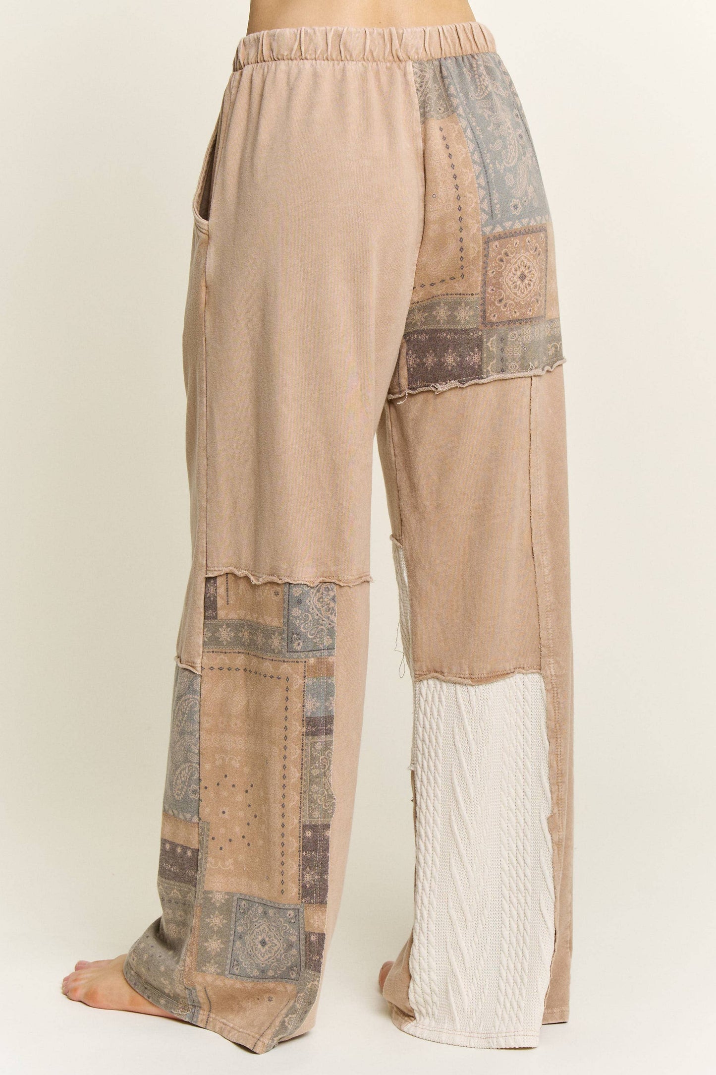 Mineral Washed Bandana Patchwork  Sweater pants