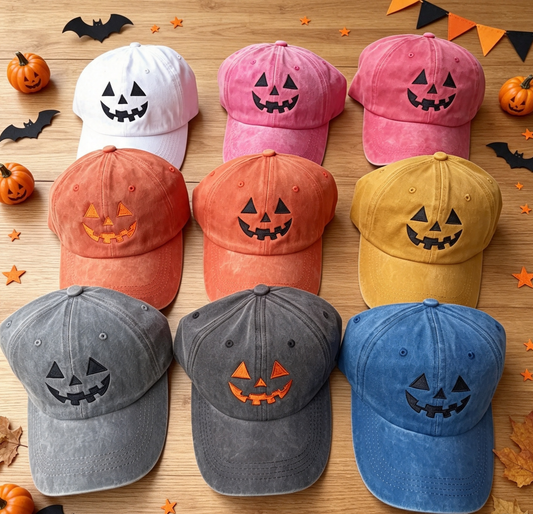 Pumpkin Face Embroidery Halloween Baseball Cap