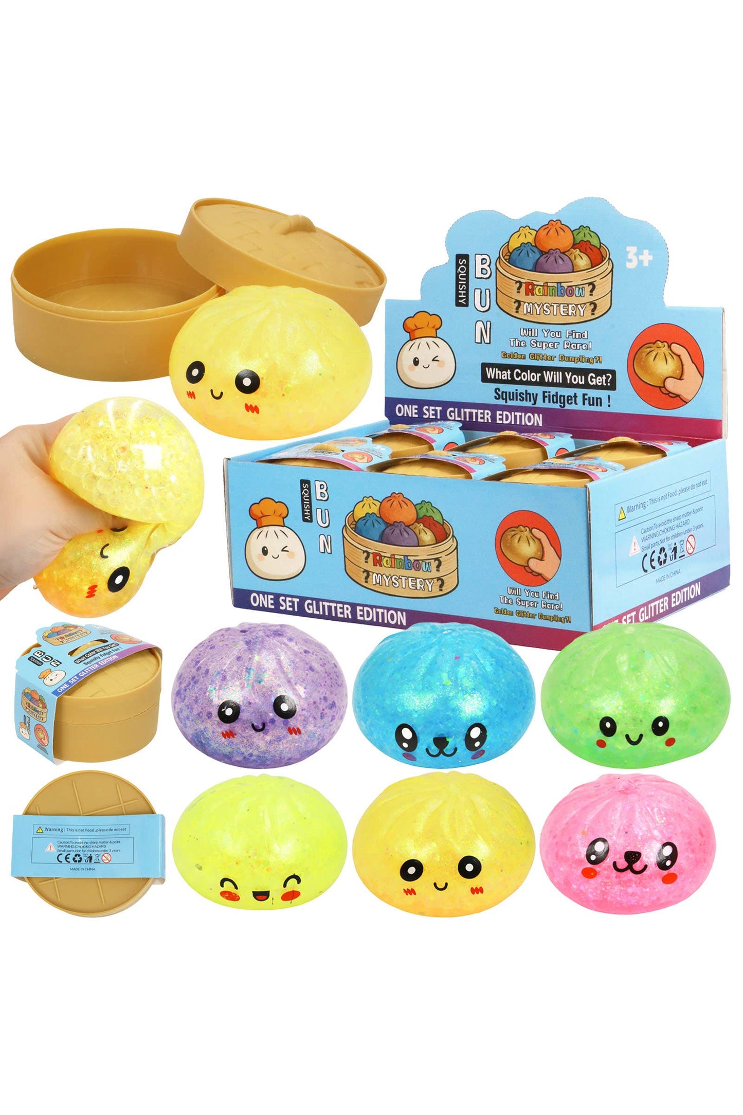 Glittery Bao Bun Dumpling Water Bead Filled Squishy