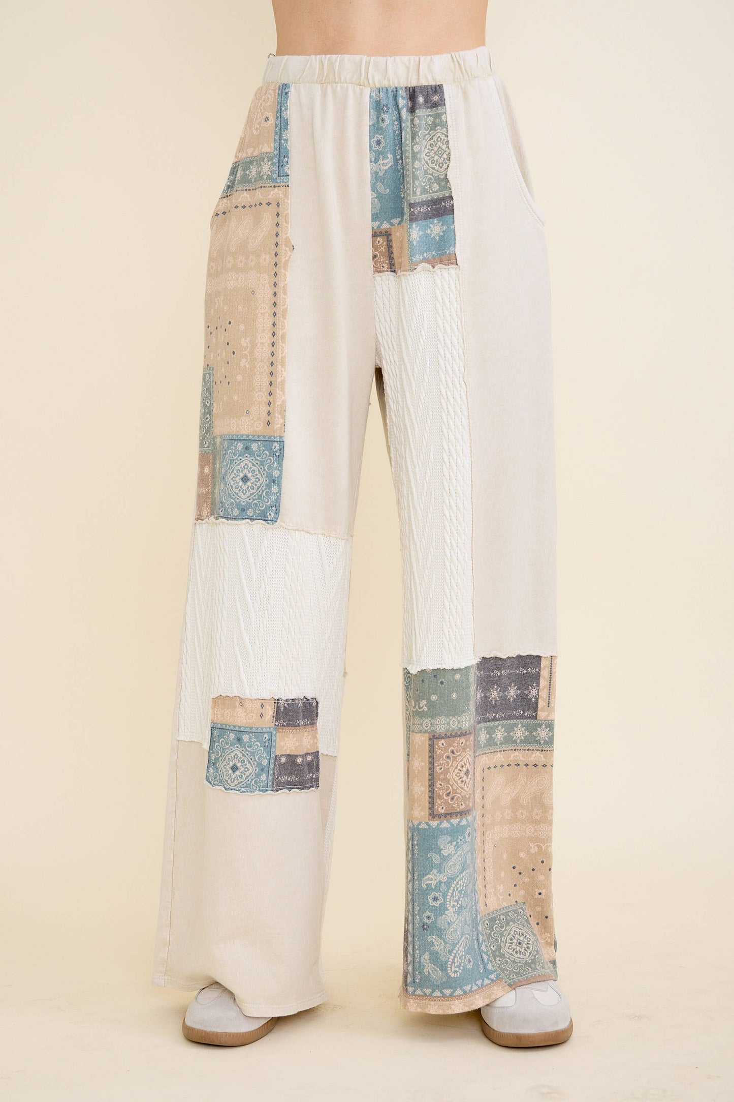 Mineral Washed Bandana Patchwork  Sweater pants