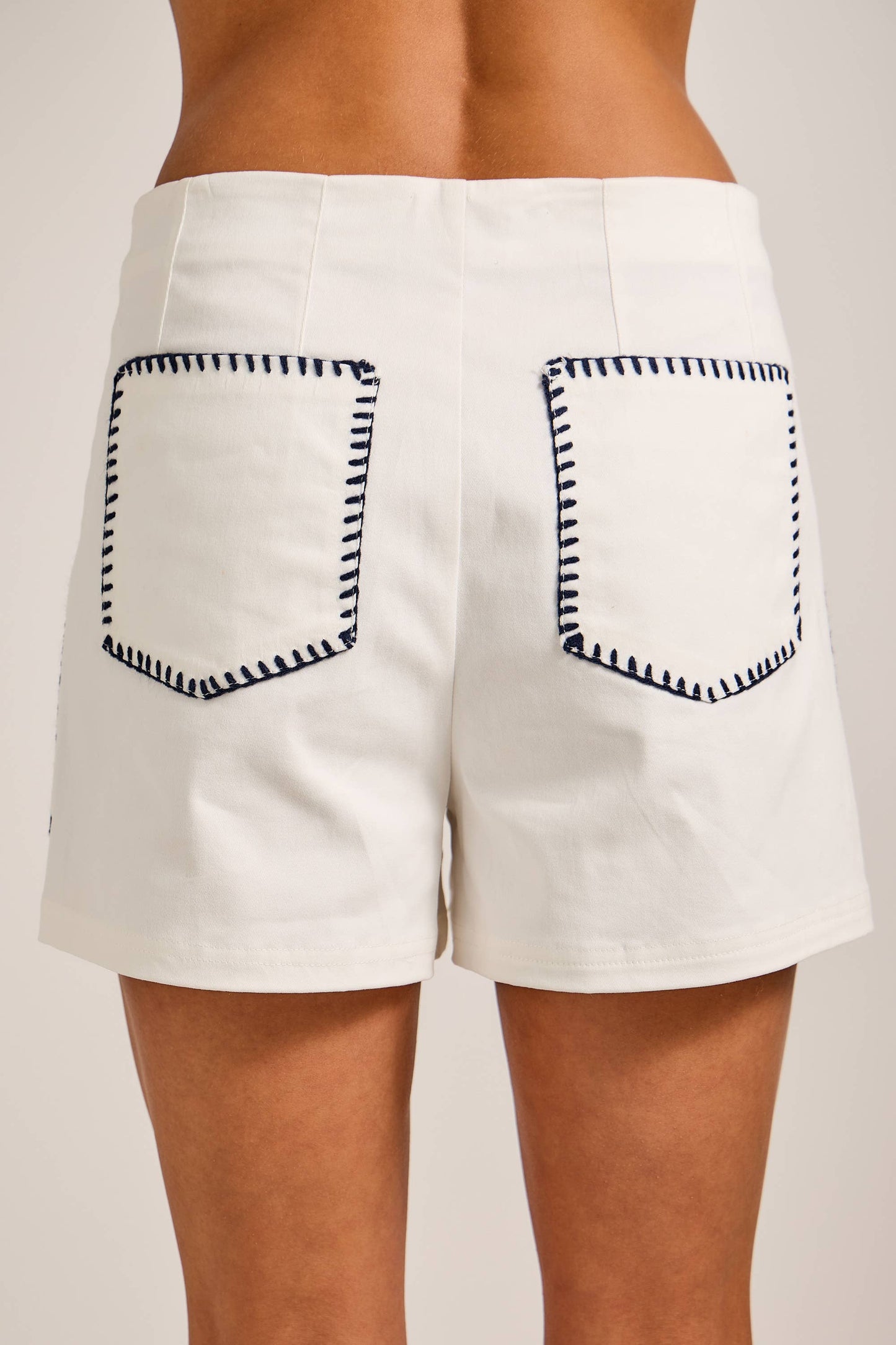 Nautical Stitch High-Waist Shorts