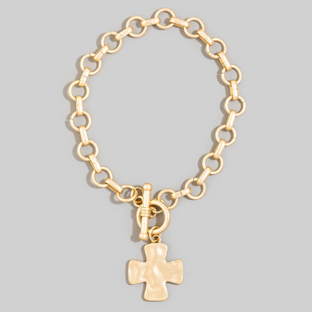 Matte Metallic Cross Bracelet