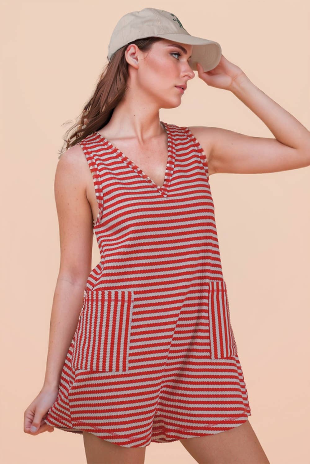 Striped Knit Comfy Romper