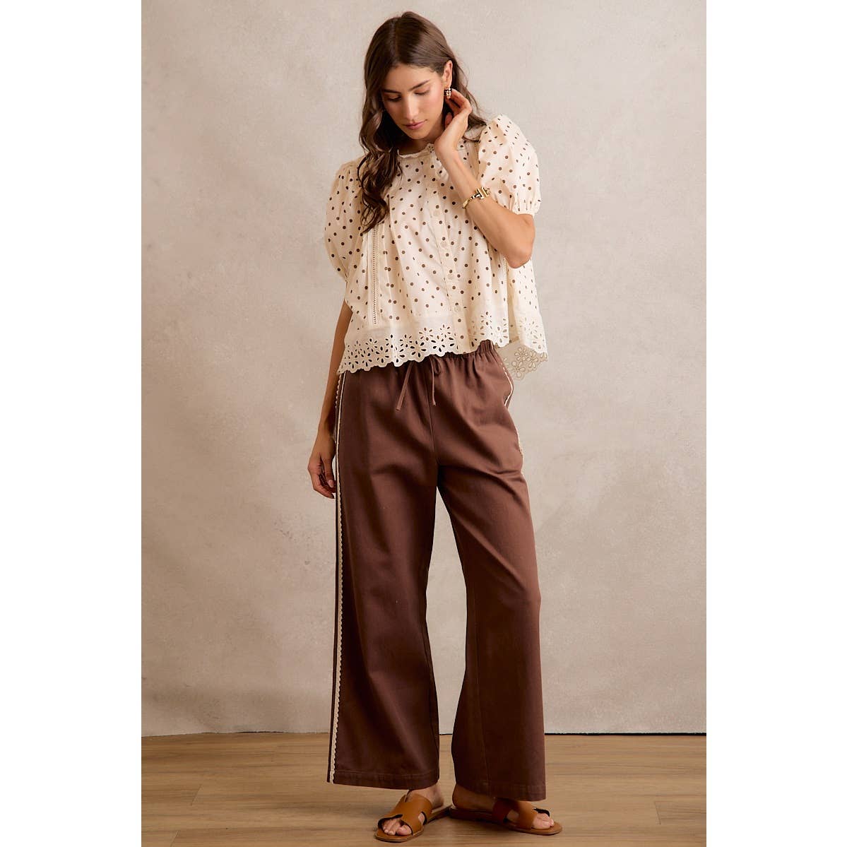 POLKA DOT COTTON LACE BLOUSE