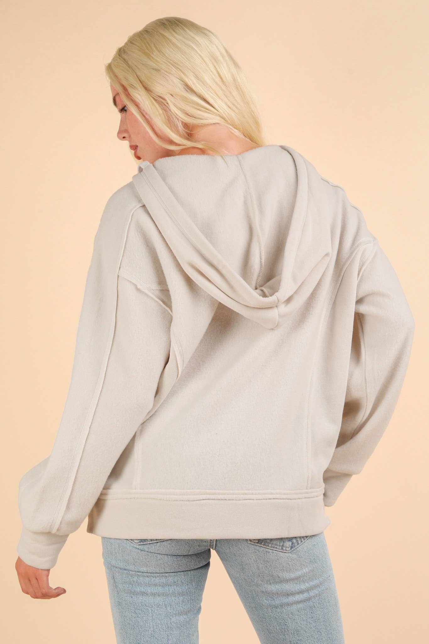 Mineral Washed Oversized Casual Hoodie Knit Top