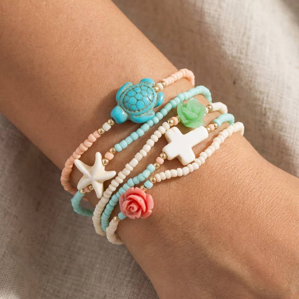 Cross And Sea Life Bracelet Set